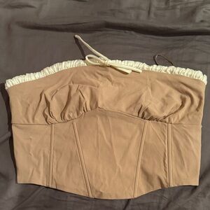 Iris Tan Corset Top with Cream Accents